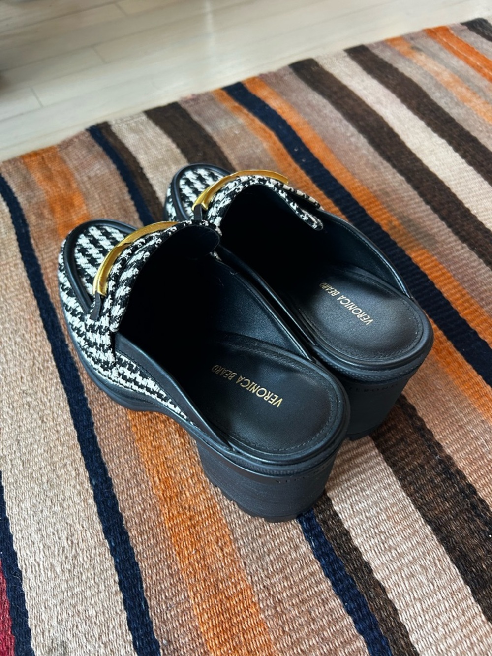 NWT Veronica Beard Wynter Houndstooth Heeled Mule Loafers - Picture 4 of 4